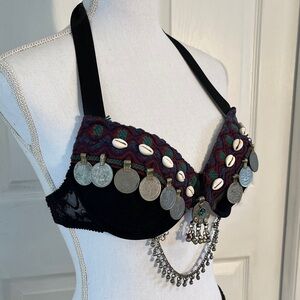 Bohemian Tribal Coin Embellished Halter Bra Bellydance